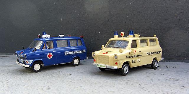 Ford Transit MK 1 von 1969 und Ford Transit Diesel A-Serie von 1971; Einsatzfahrzeuge im Sanitätsdienst