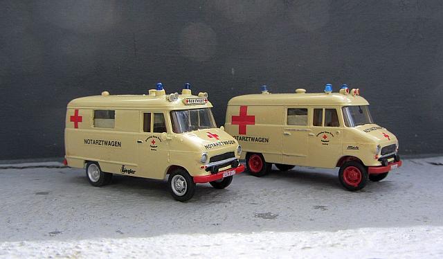 2x Opel Blitz A 1,9t Kastenwagen: DRK Einsatzfahrzeug von 1960