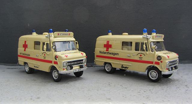 2x Opel Blitz B 2,0t Kastenwagen; DRK Einsatzfahrzeug von 1970