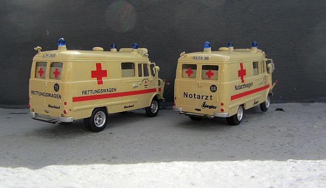 2x Opel Blitz B 2,0t Kastenwagen; DRK Einsatzfahrzeug von 1970