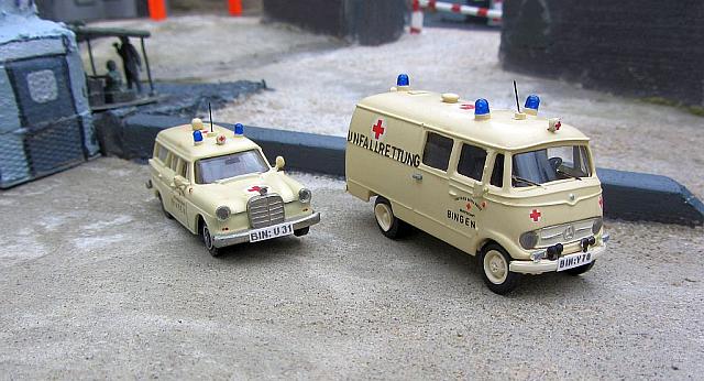 MB O 319 und MB 190/6; DRK-Einsatzfahrzeuge in Bingen am Rhein von 1963 und 1966